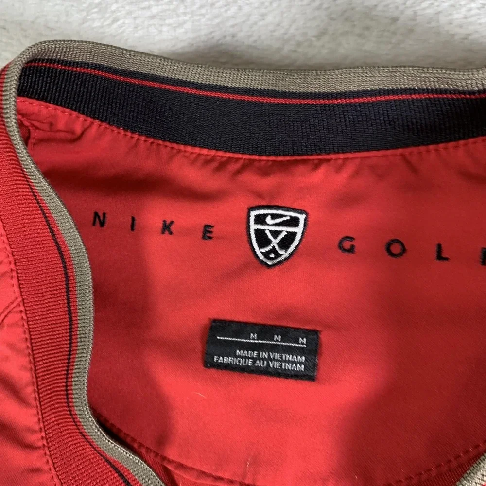 Nike Golf Jacket Mens Medium Red V-Neck‎ Pullover The Retreat Windbreaker Coat